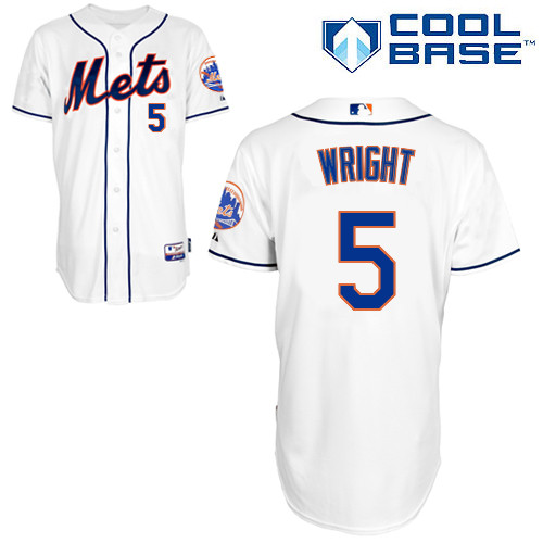 David Wright #5 MLB Jersey-New York Mets Men's Authentic Alternate 2 White Cool Base Baseball Jersey